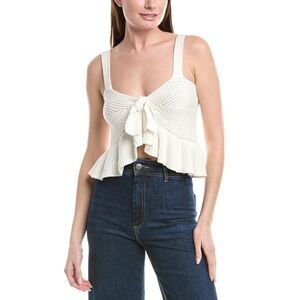 Line & Dot Womens Knotted Front Sweater, White